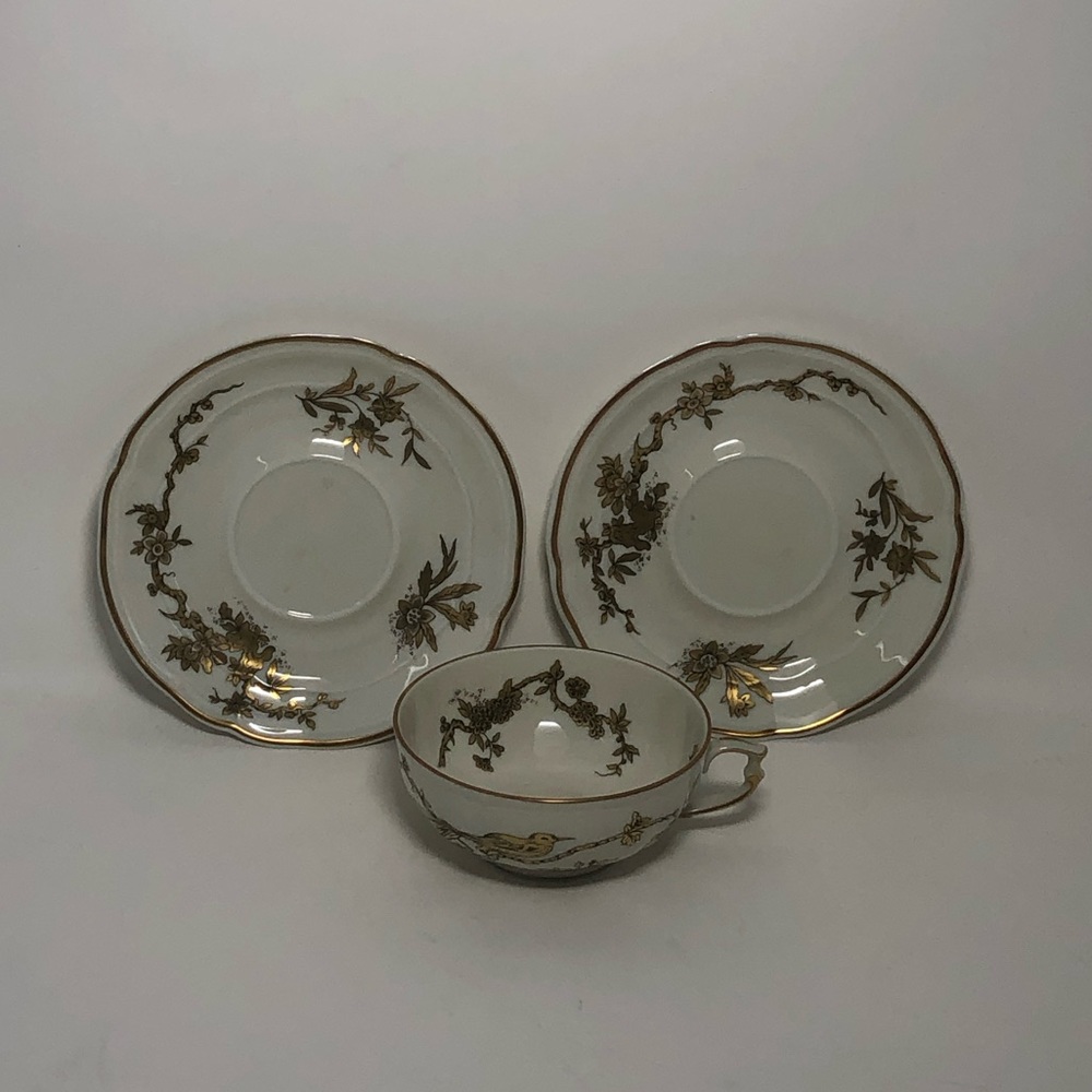 Gold Floral Cup and 2 plates set